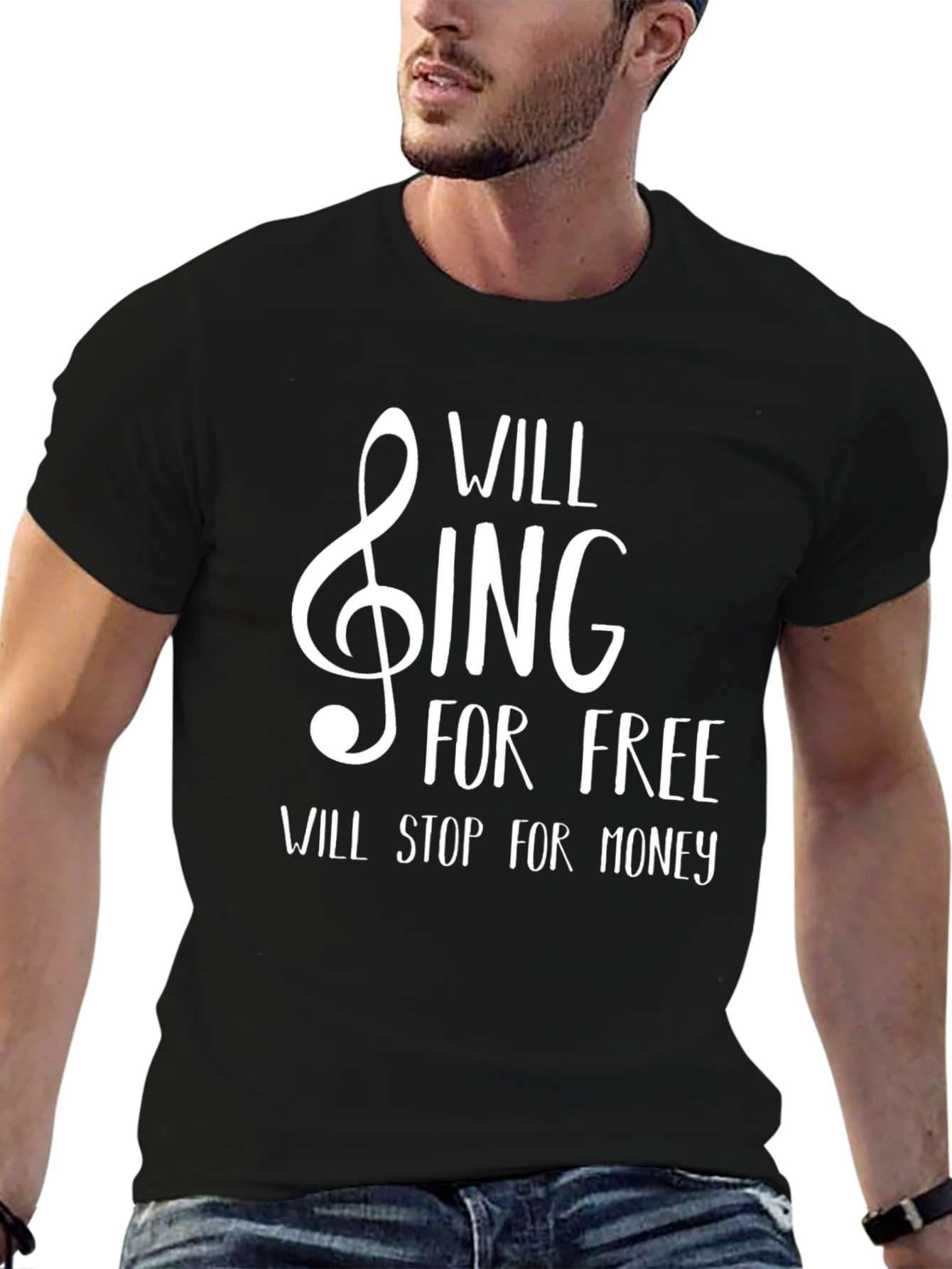 Will Sing For Free Black T-Shirt