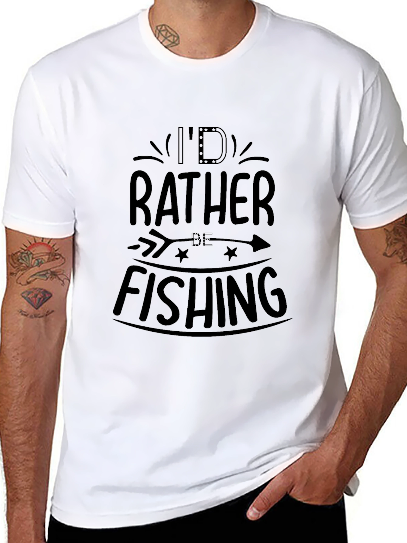 Id Rather Be Fishing Black T-Shirt