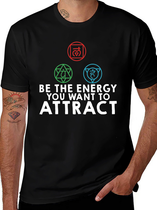 Energy Chakra Black Graphic T-Shirt for Men