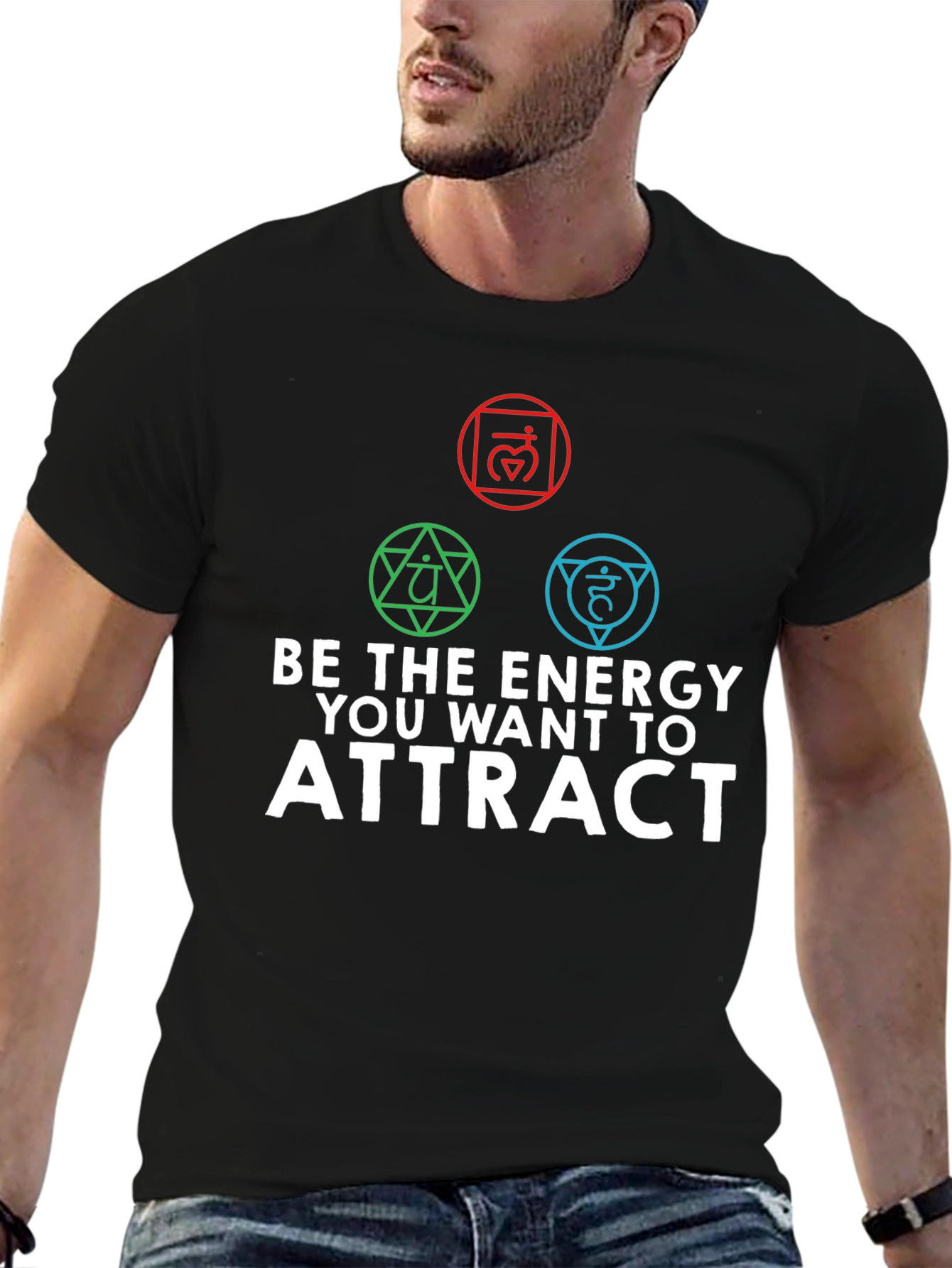 Energy Chakra Black Graphic T-Shirt for Men