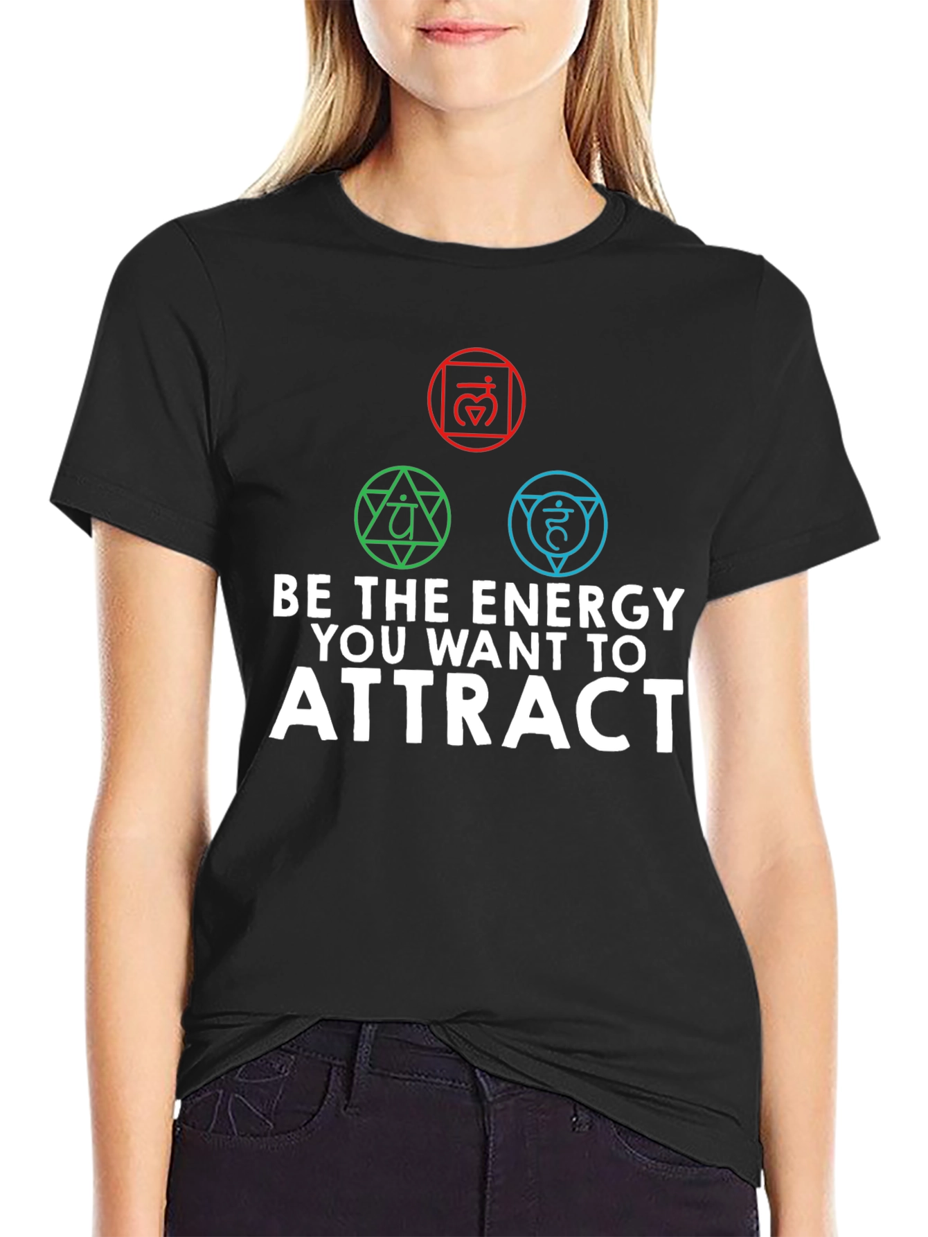 Energy Chakra Black Graphic T-Shirt for Men