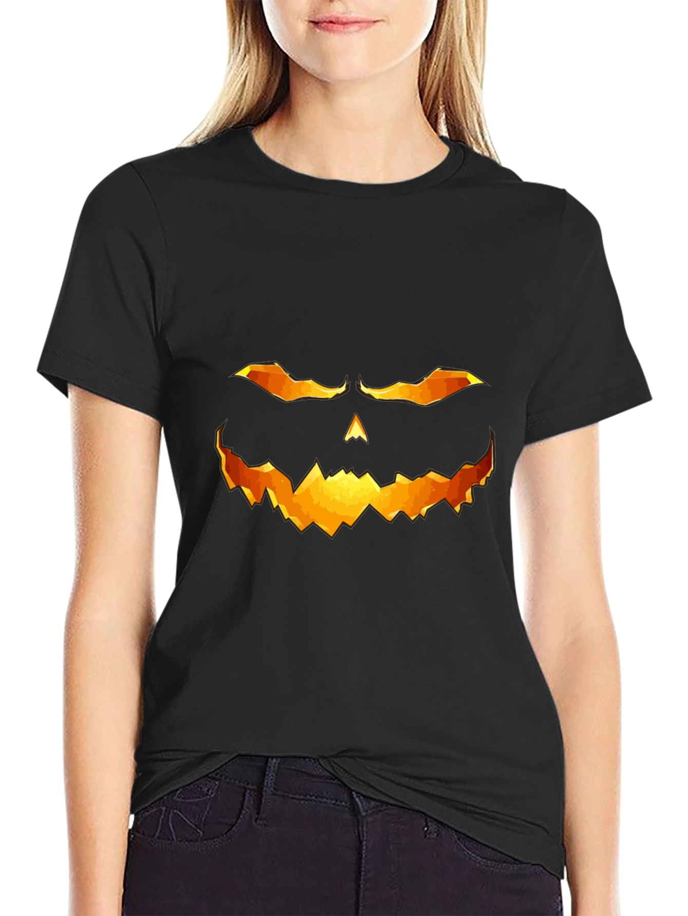 Halloween Pumpkin Face Graphic T-Shirt