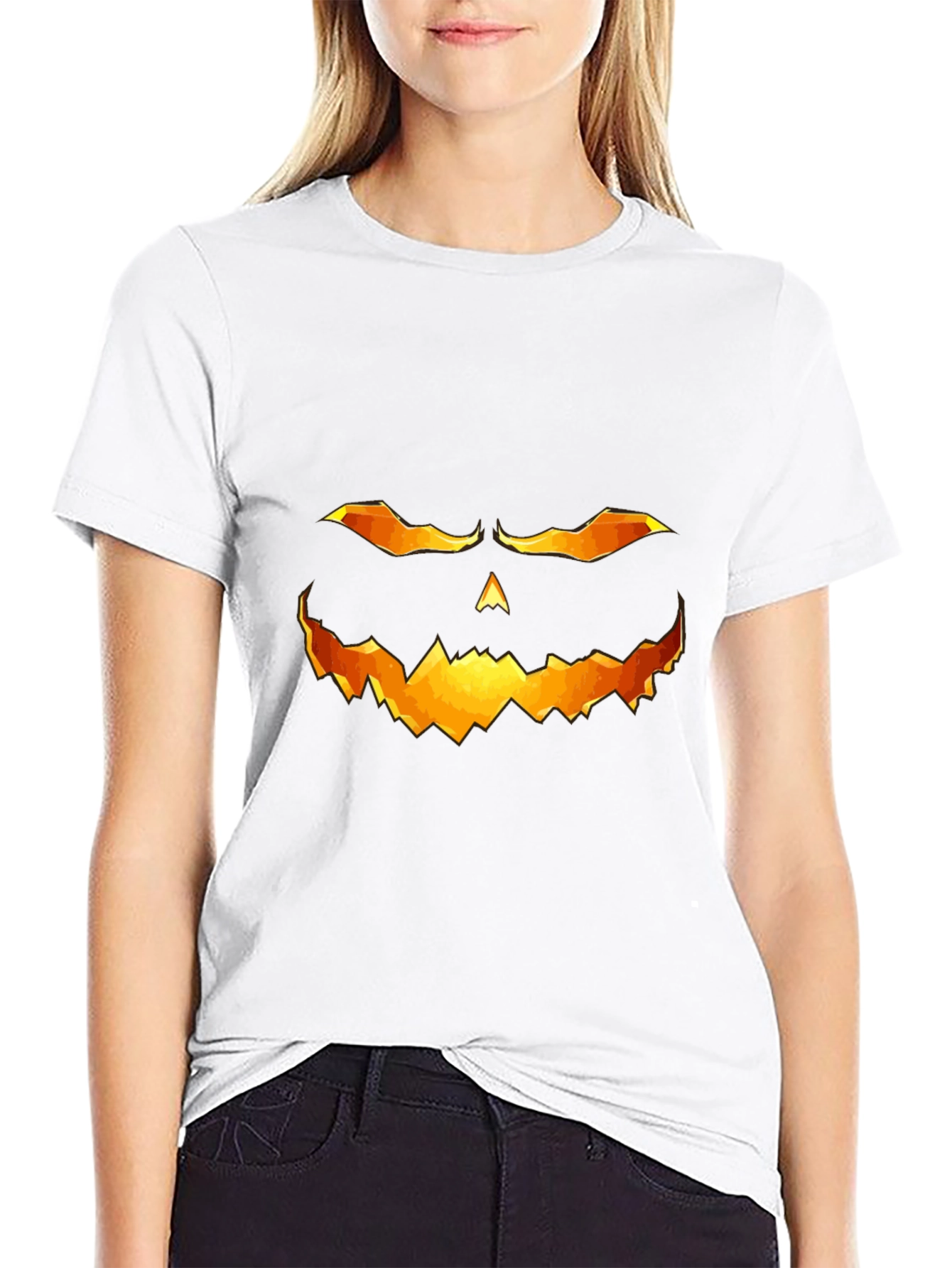 Halloween Pumpkin Face Graphic T-Shirt