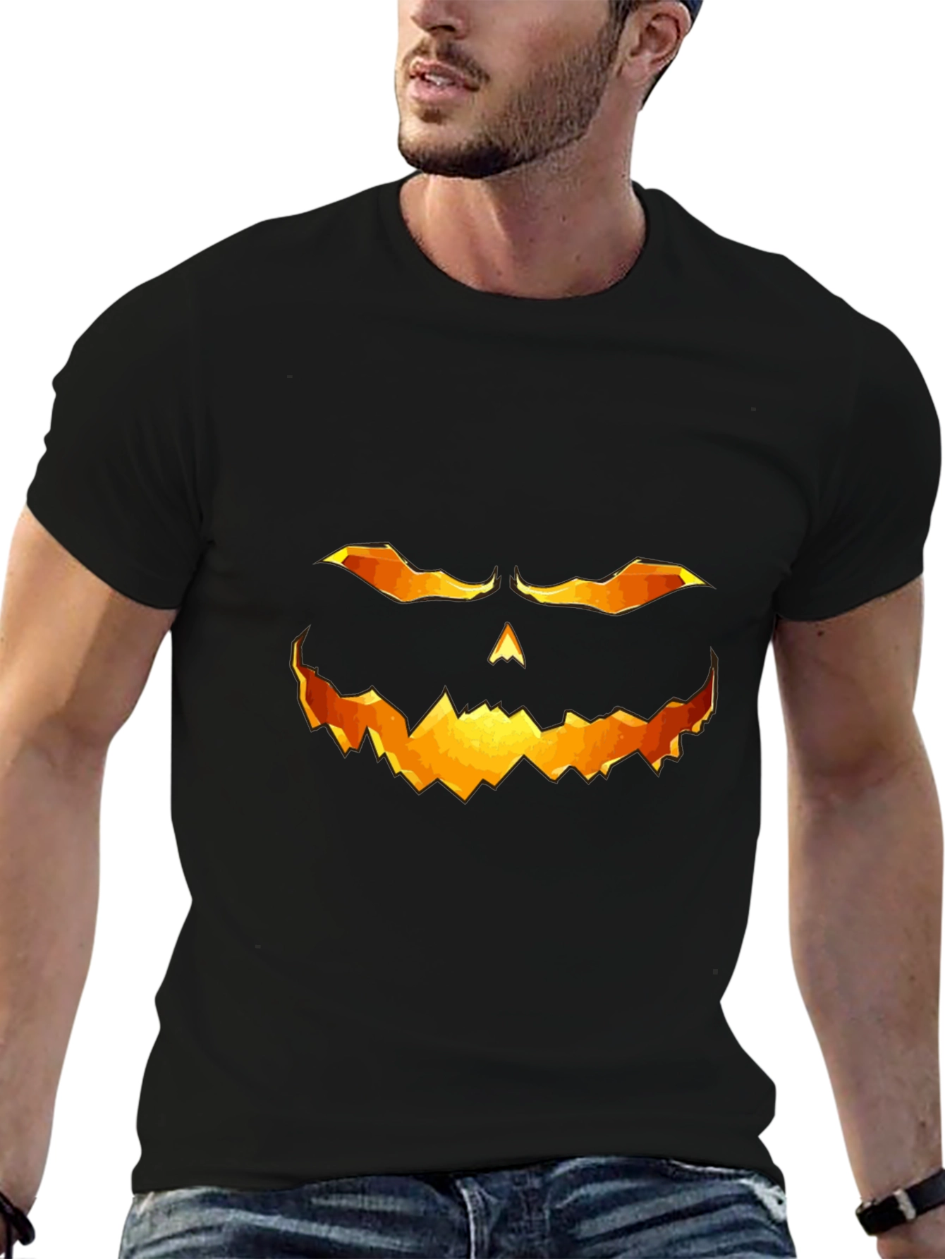 Halloween Pumpkin Face Graphic T-Shirt