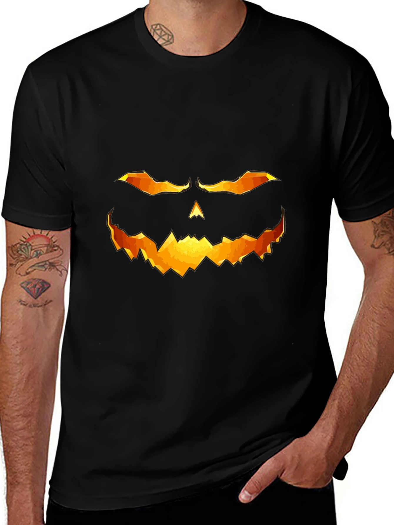 Halloween Pumpkin Face Graphic T-Shirt
