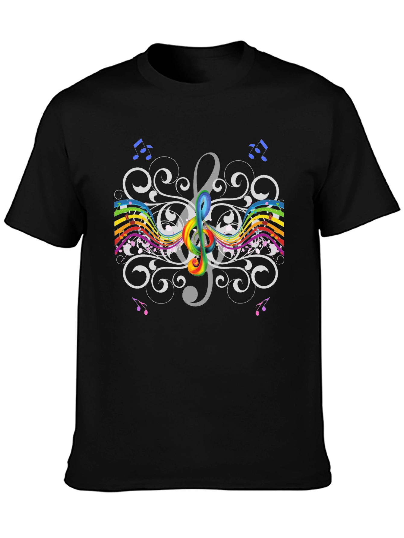 Rainbow Treble Clef Music T-Shirt - Artistic Design