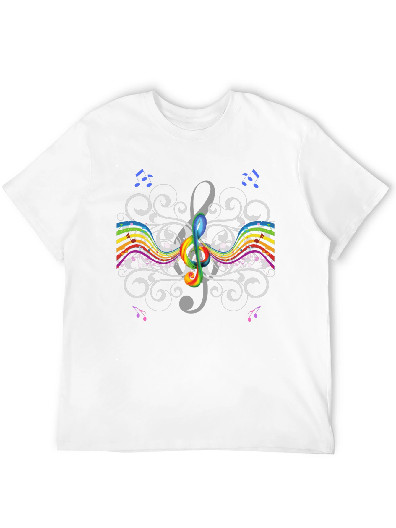 Rainbow Treble Clef Music T-Shirt - Artistic Design