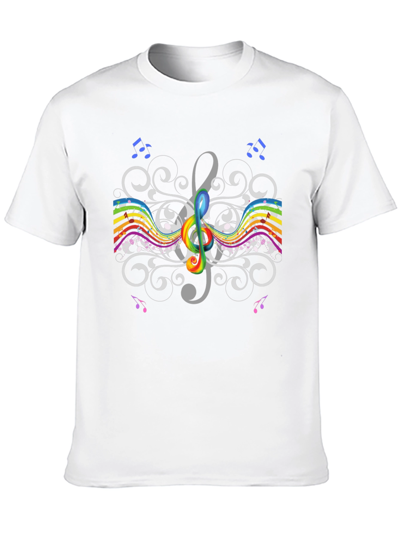 Rainbow Treble Clef Music T-Shirt - Artistic Design