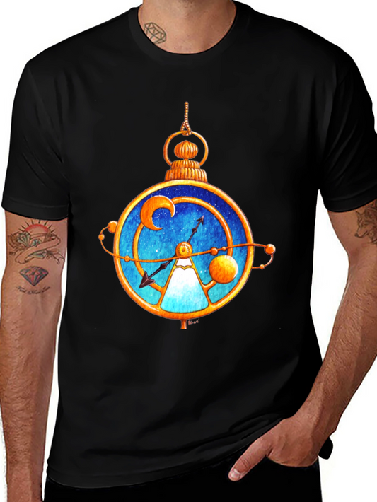 Celestial Pocket Watch Graphic Tee - Black