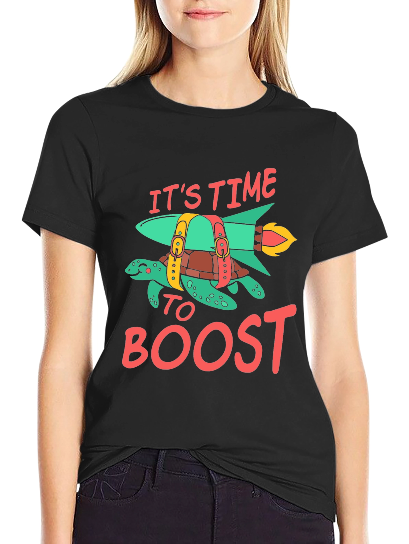 Time to Boost Rocket Turtle Graphic Tee