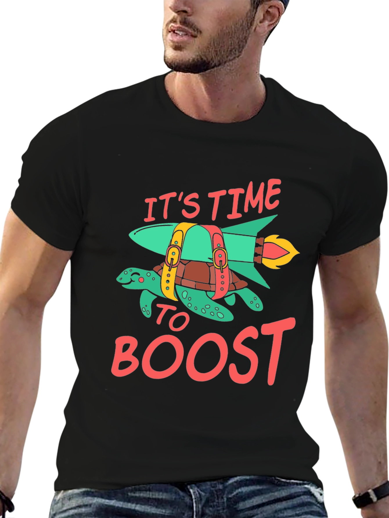 Time to Boost Rocket Turtle Graphic Tee
