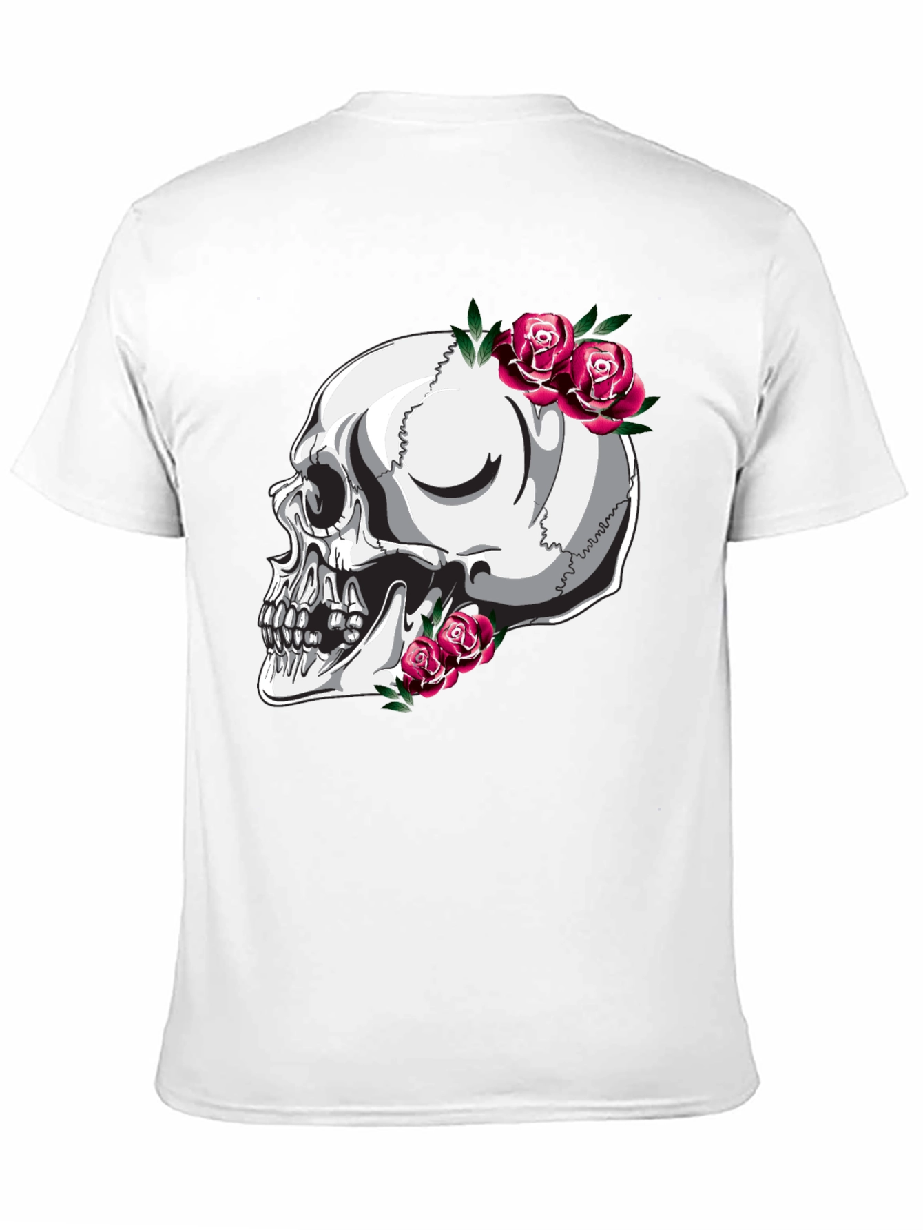 Skull and Roses Graphic T-Shirt - Black