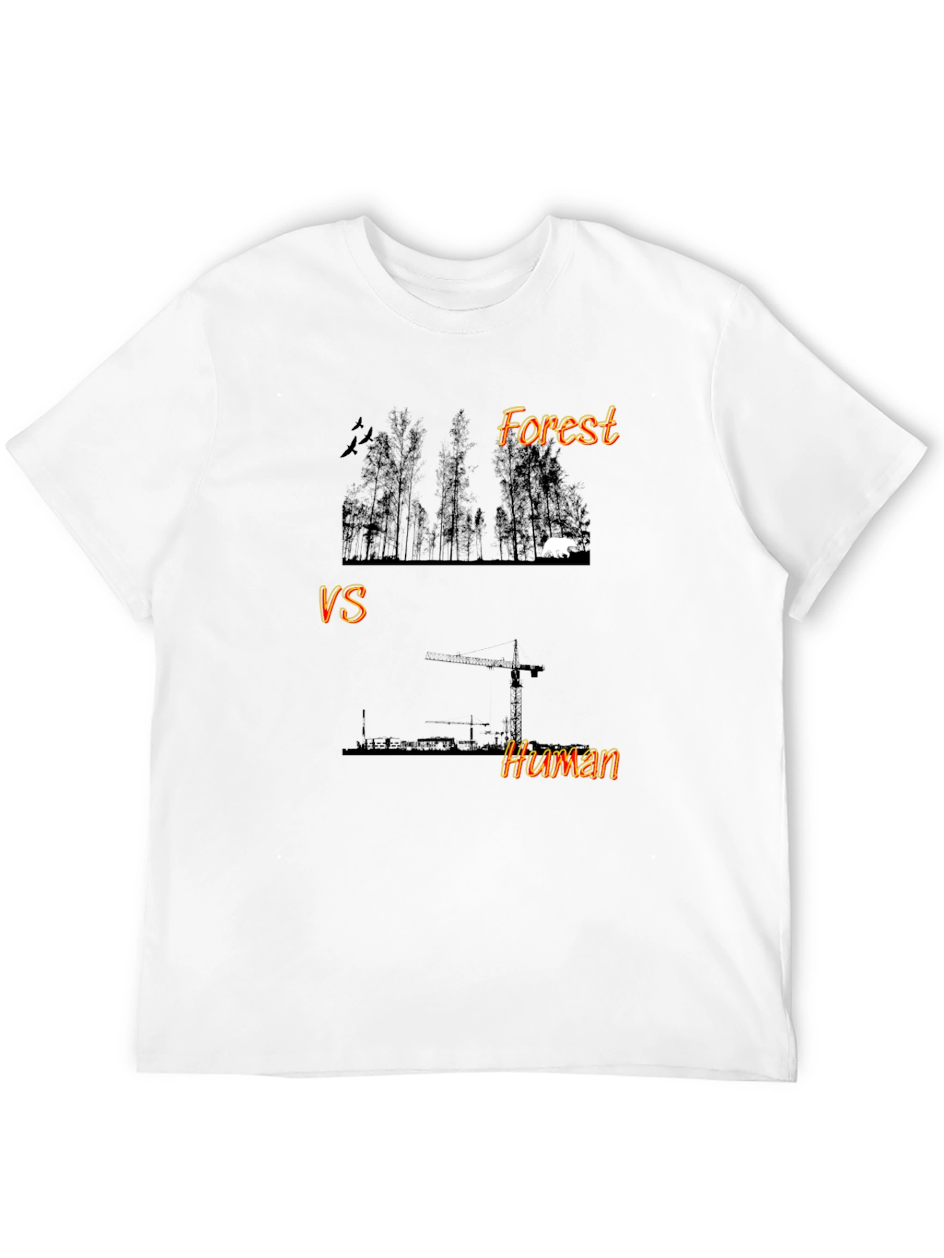 Forest vs Human Graphic Print Black T-Shirt
