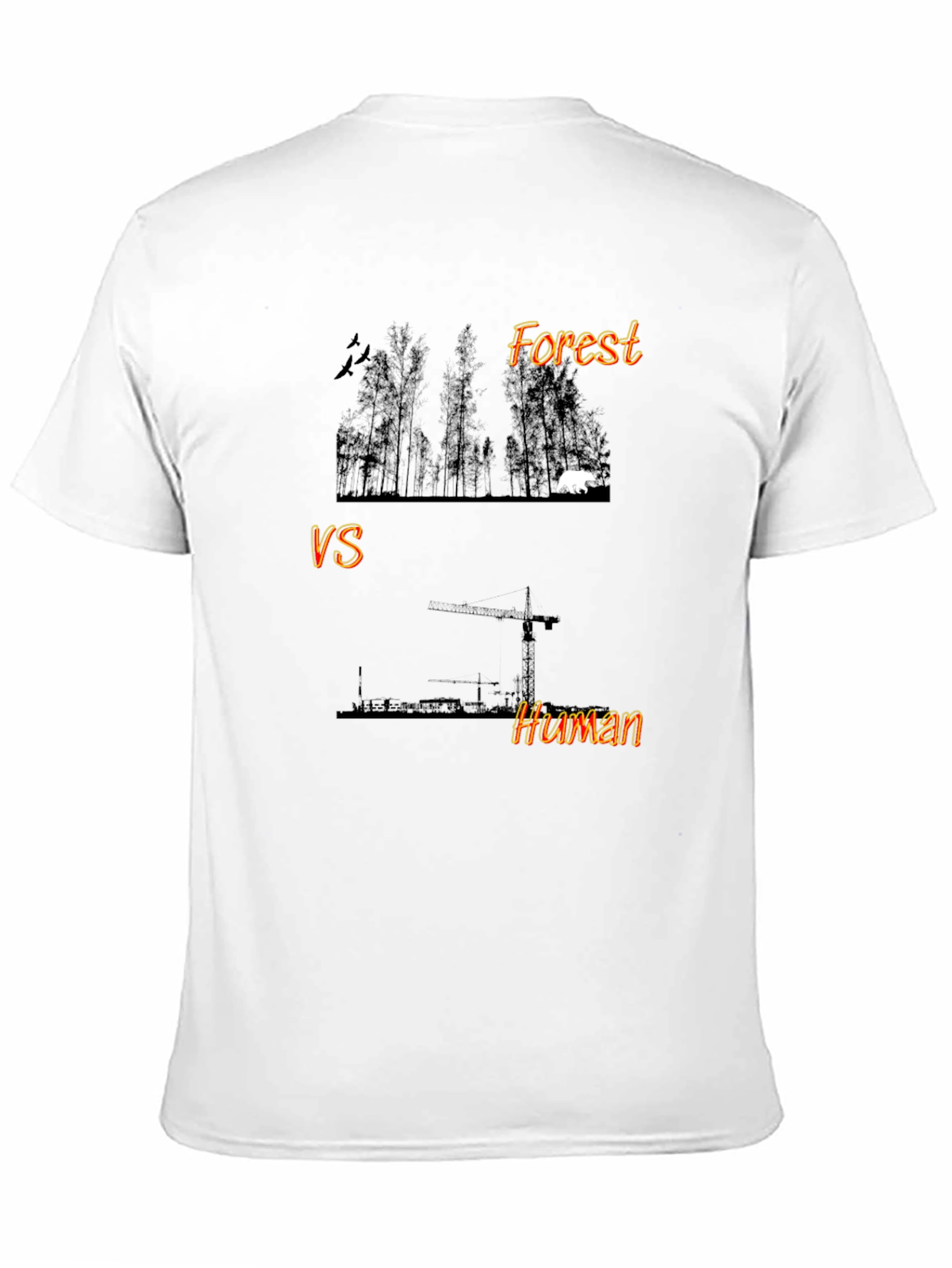 Forest vs Human Graphic Print Black T-Shirt