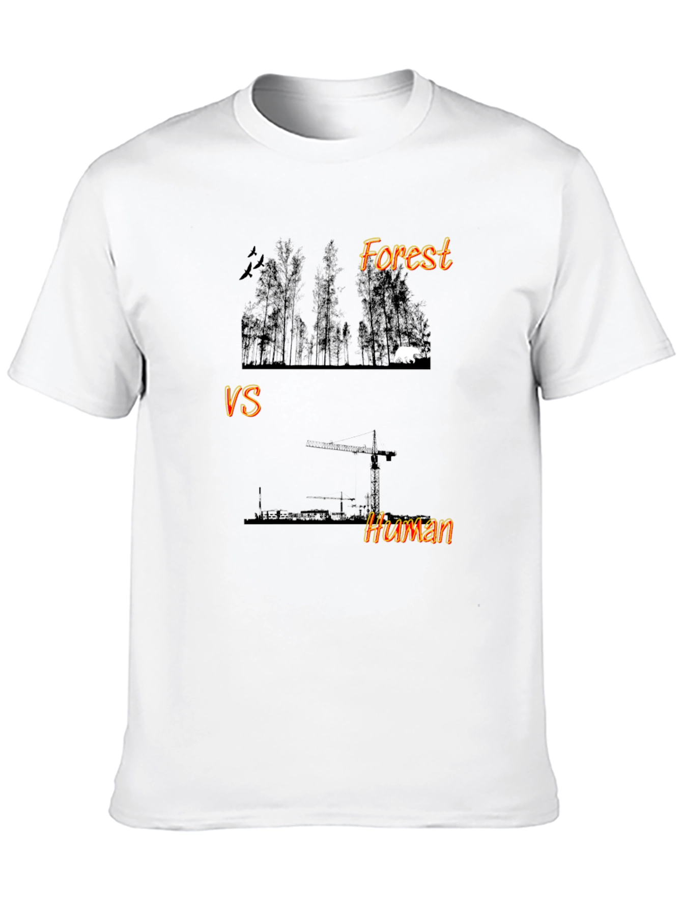 Forest vs Human Graphic Print Black T-Shirt