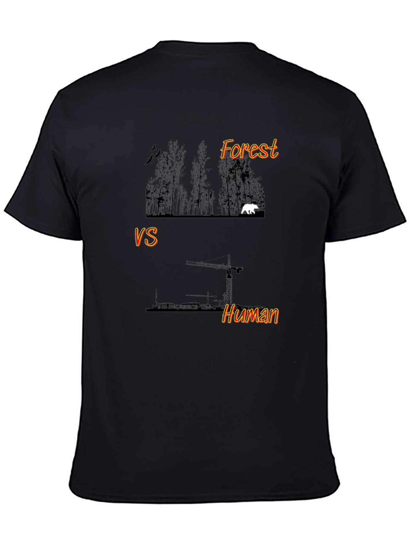 Forest vs Human Graphic Print Black T-Shirt
