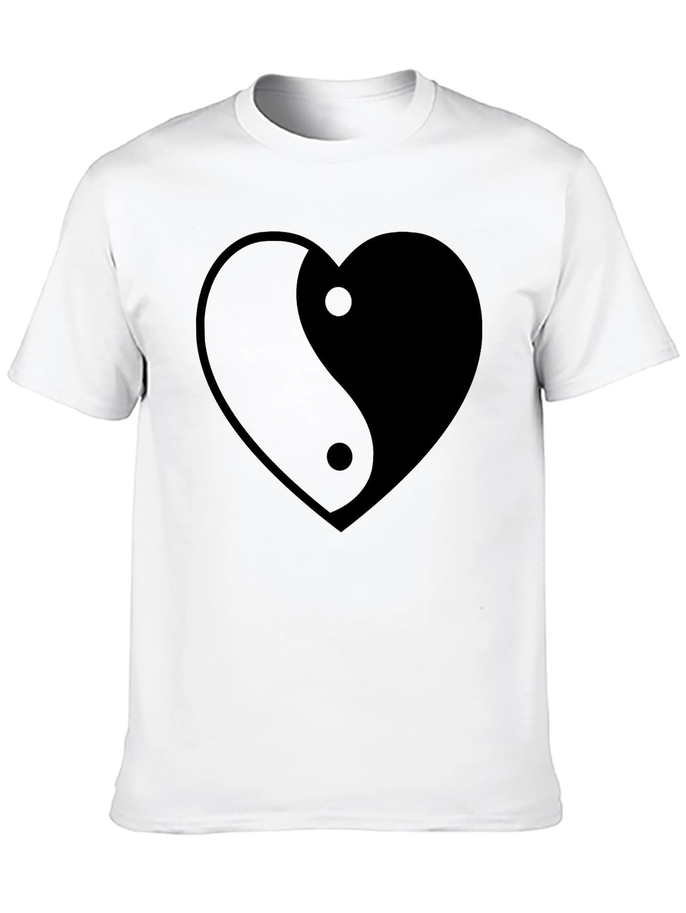 Yin Yang Heart Graphic Tee - Black Unisex T-Shirt