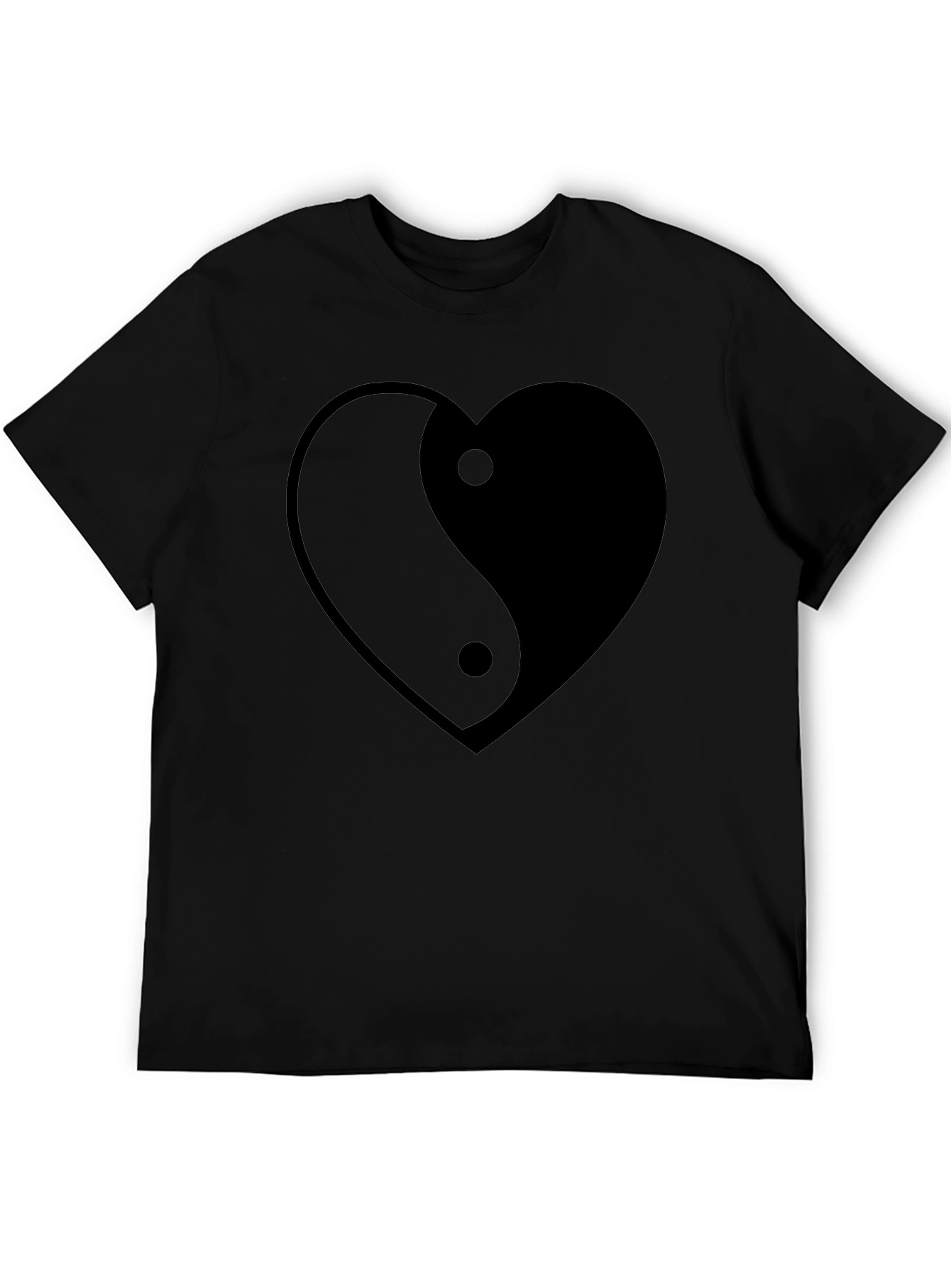 Yin Yang Heart Graphic Tee - Black Unisex T-Shirt