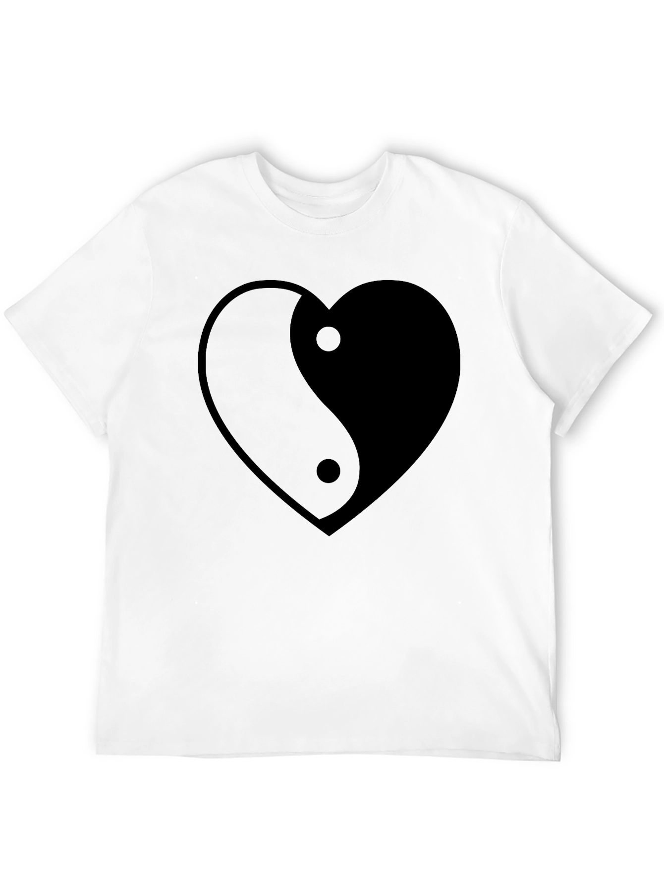 Yin Yang Heart Graphic Tee - Black Unisex T-Shirt