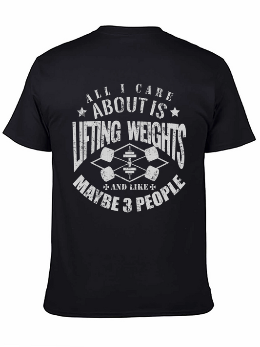 Weightlifting Graphic Tee: Lifting Weights & Maybe 3 People