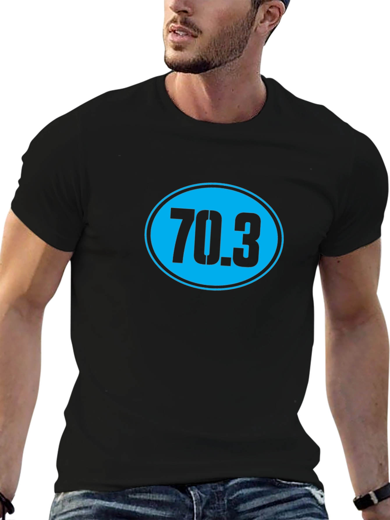 70.3 Triathlon T-Shirt - Black Cotton Tee