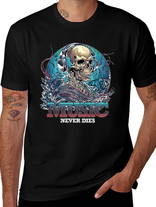 Music Never Dies Skull Graphic Tee