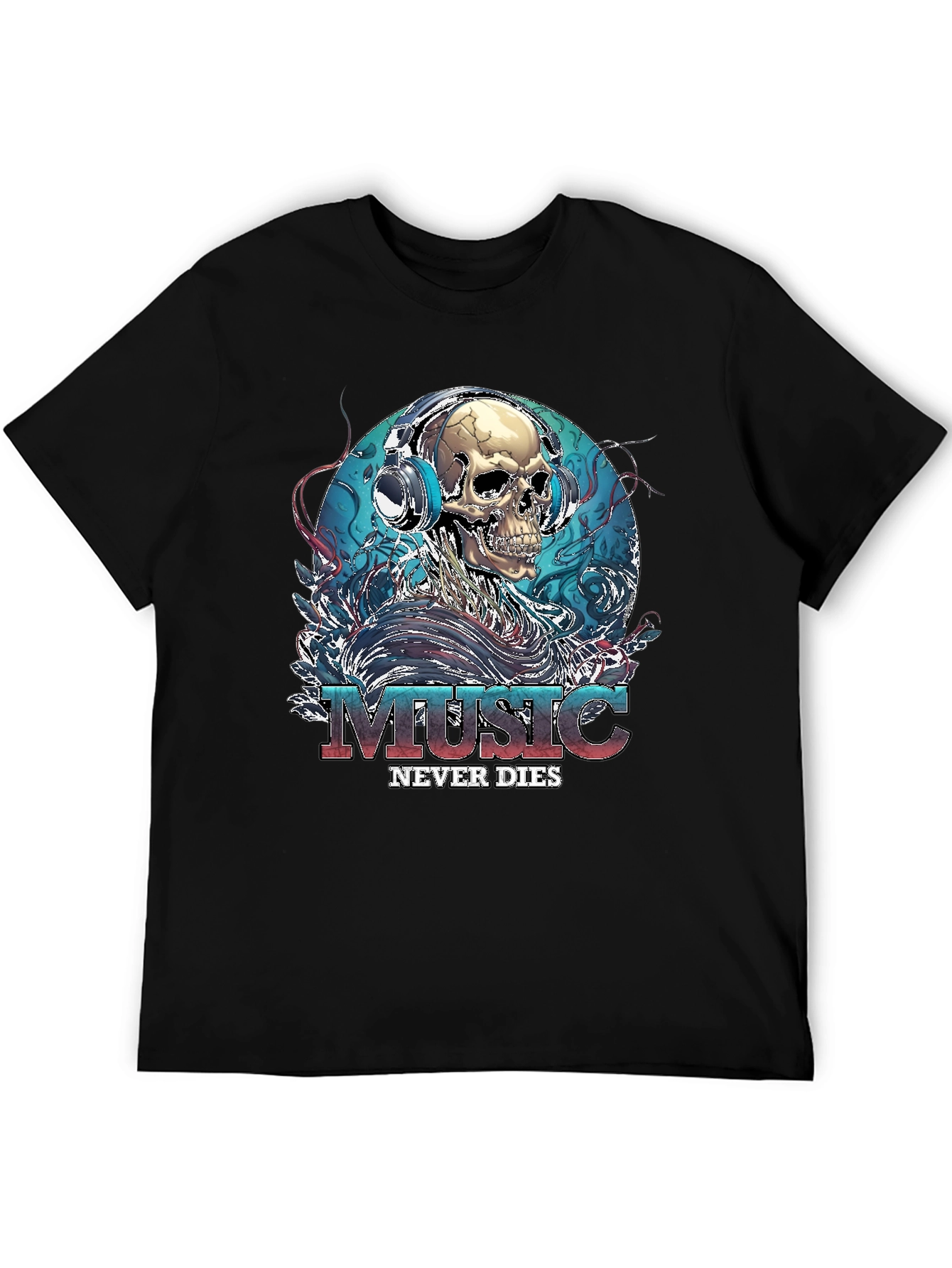 Music Never Dies Skull Graphic Tee