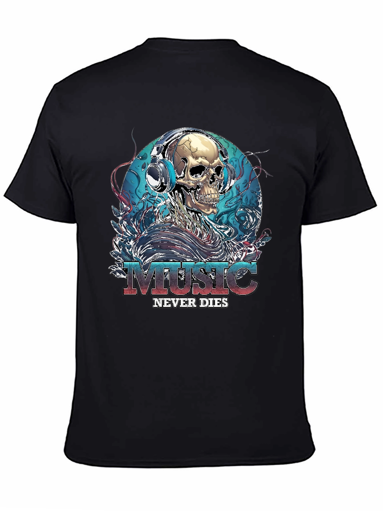 Music Never Dies Skull Graphic Tee