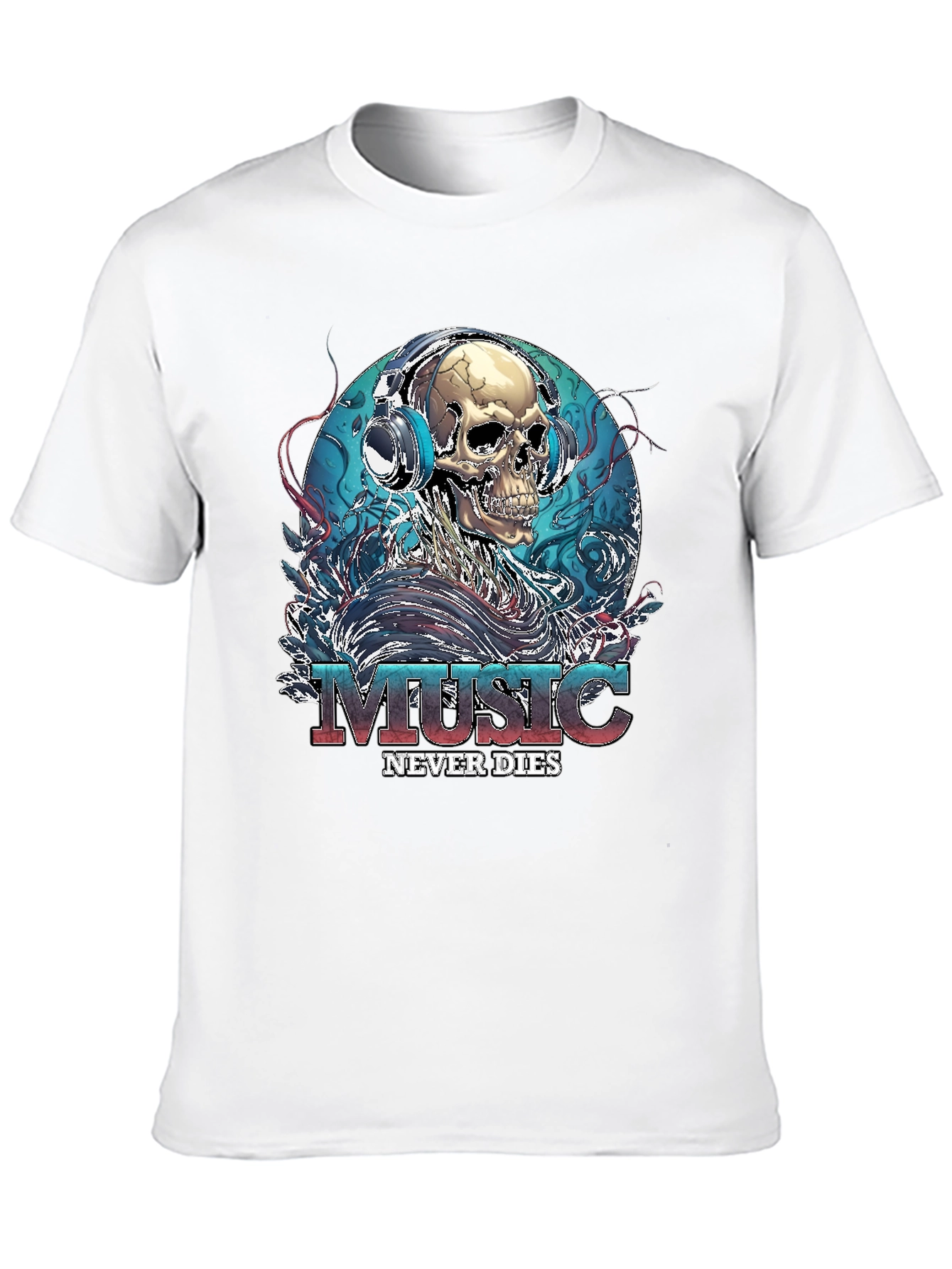 Music Never Dies Skull Graphic Tee
