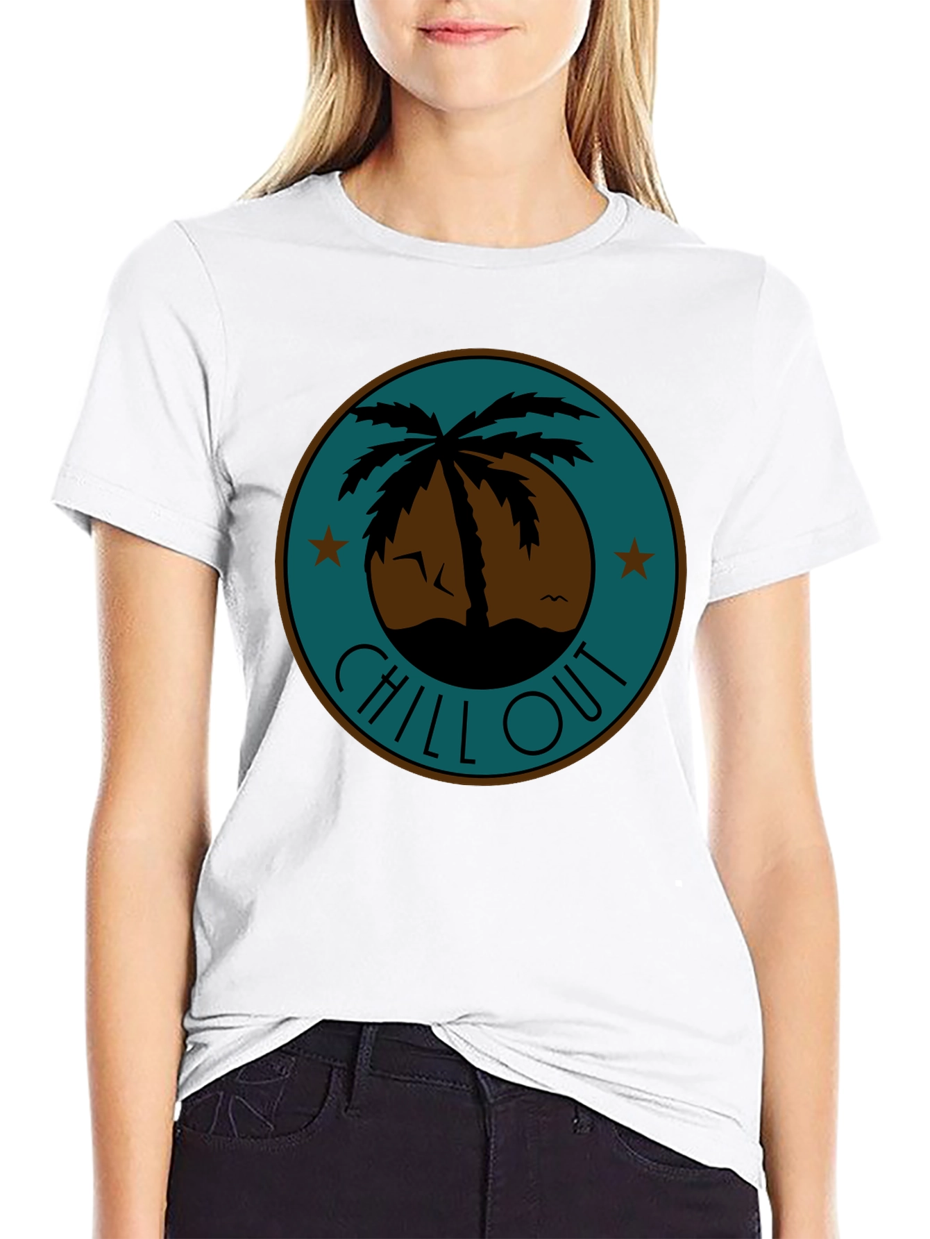 Chill Out Palm Tree Graphic Tee - Relaxed Fit