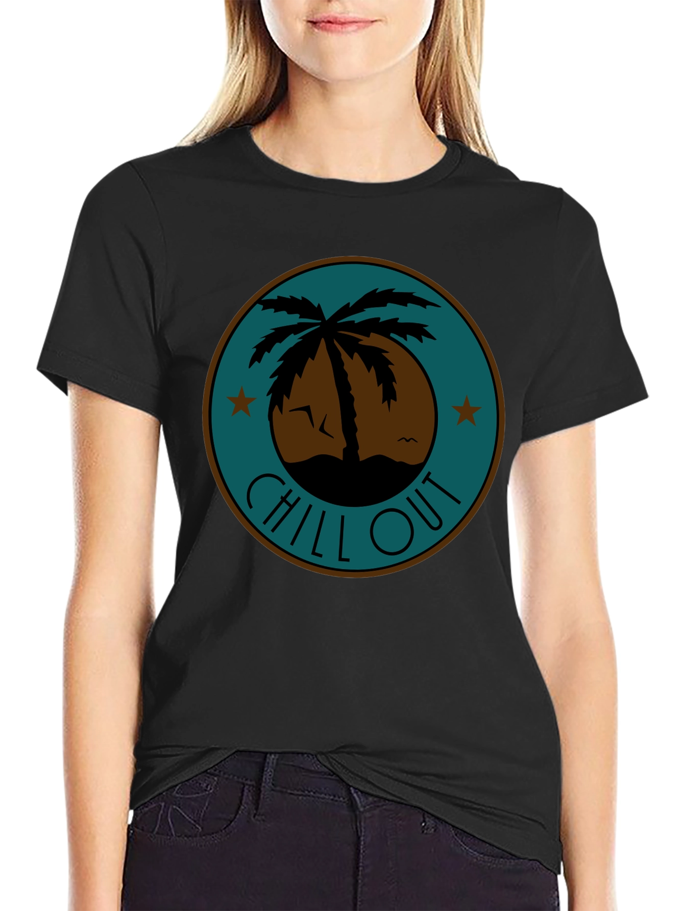 Chill Out Palm Tree Graphic Tee - Relaxed Fit