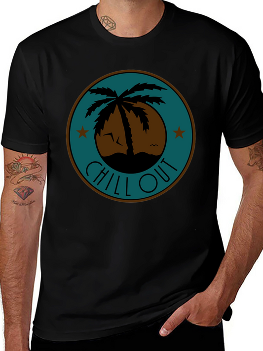 Chill Out Palm Tree Graphic Tee - Relaxed Fit
