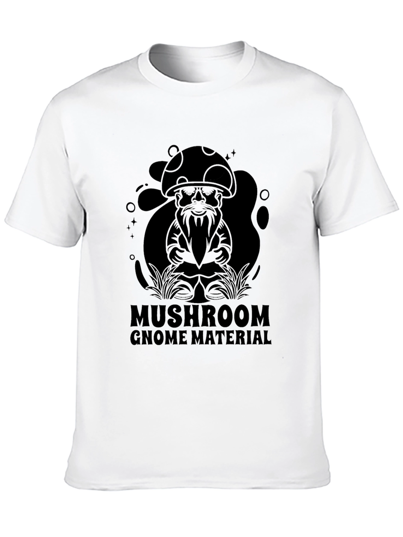 Mushroom Gnome Material Black T-Shirt