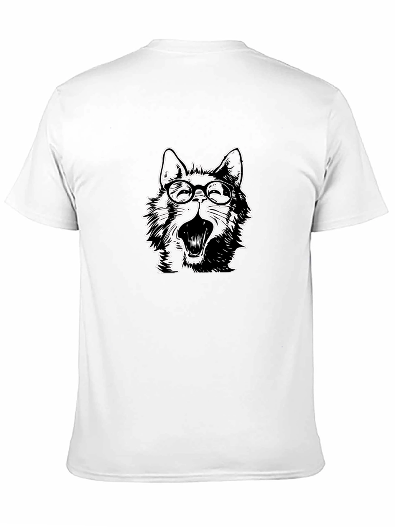 Wolf with Glasses Graphic Tee - Black Cotton