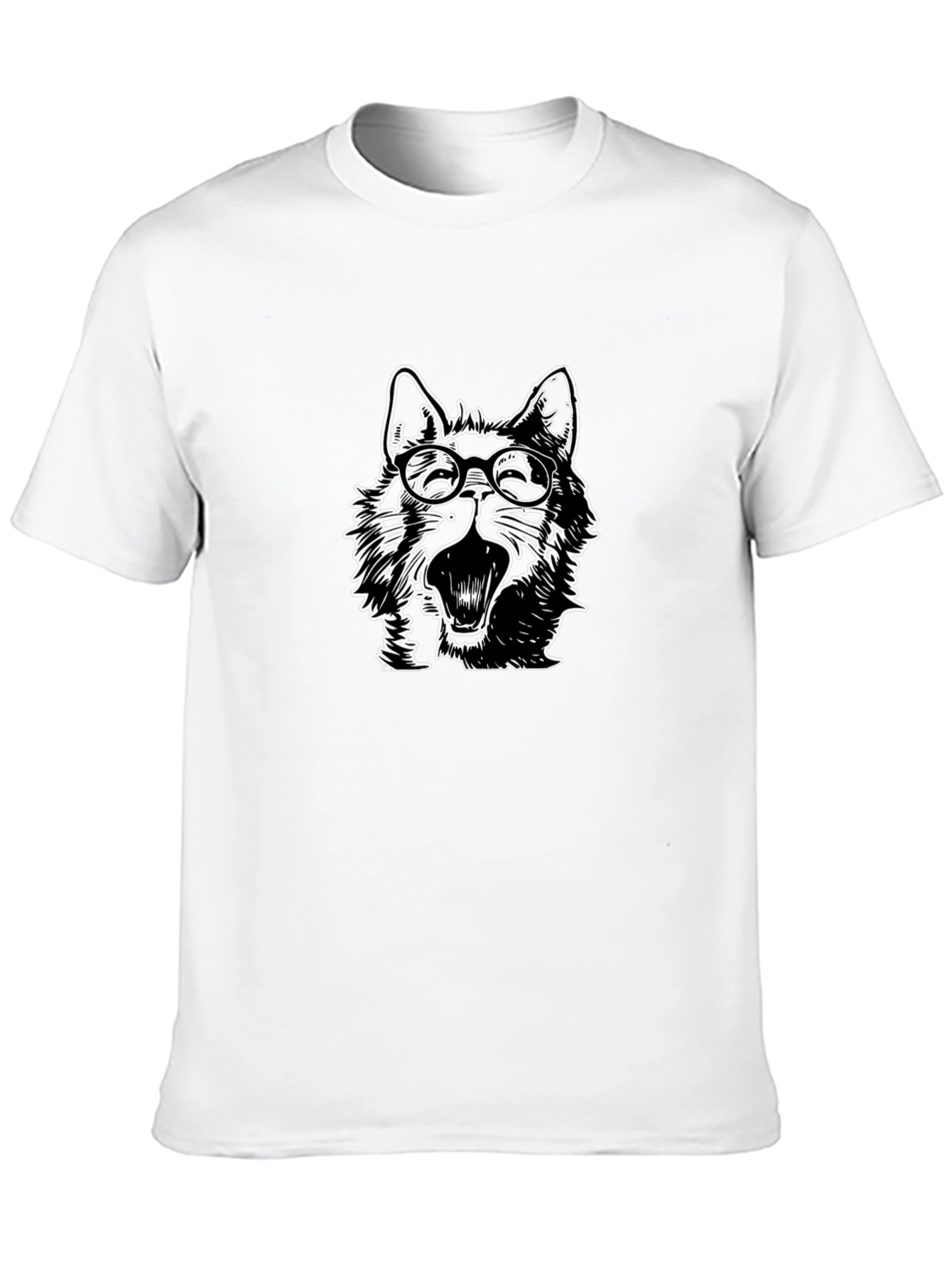 Wolf with Glasses Graphic Tee - Black Cotton