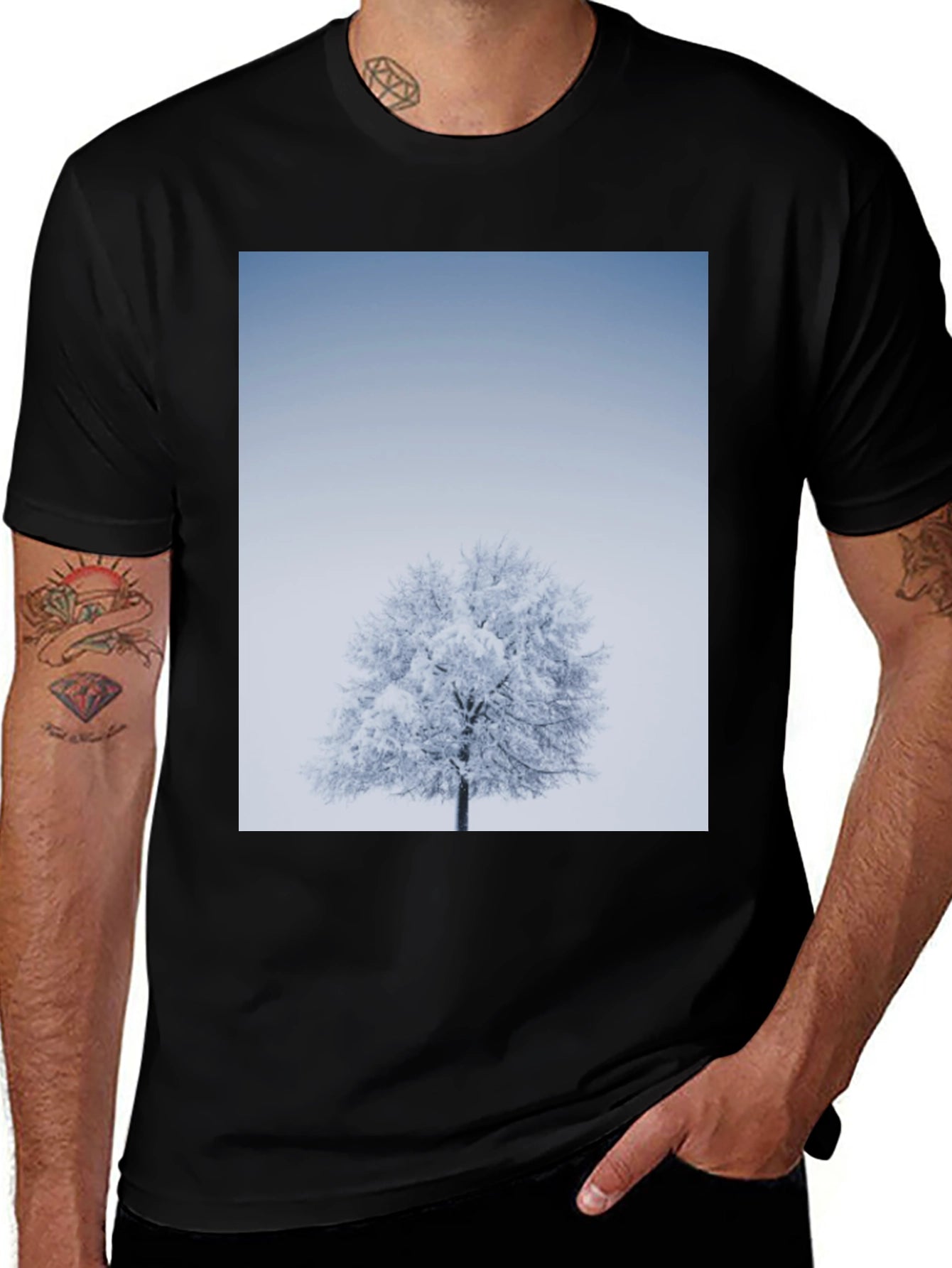 Winter Tree Graphic Tee - Stylish Black T-Shirt