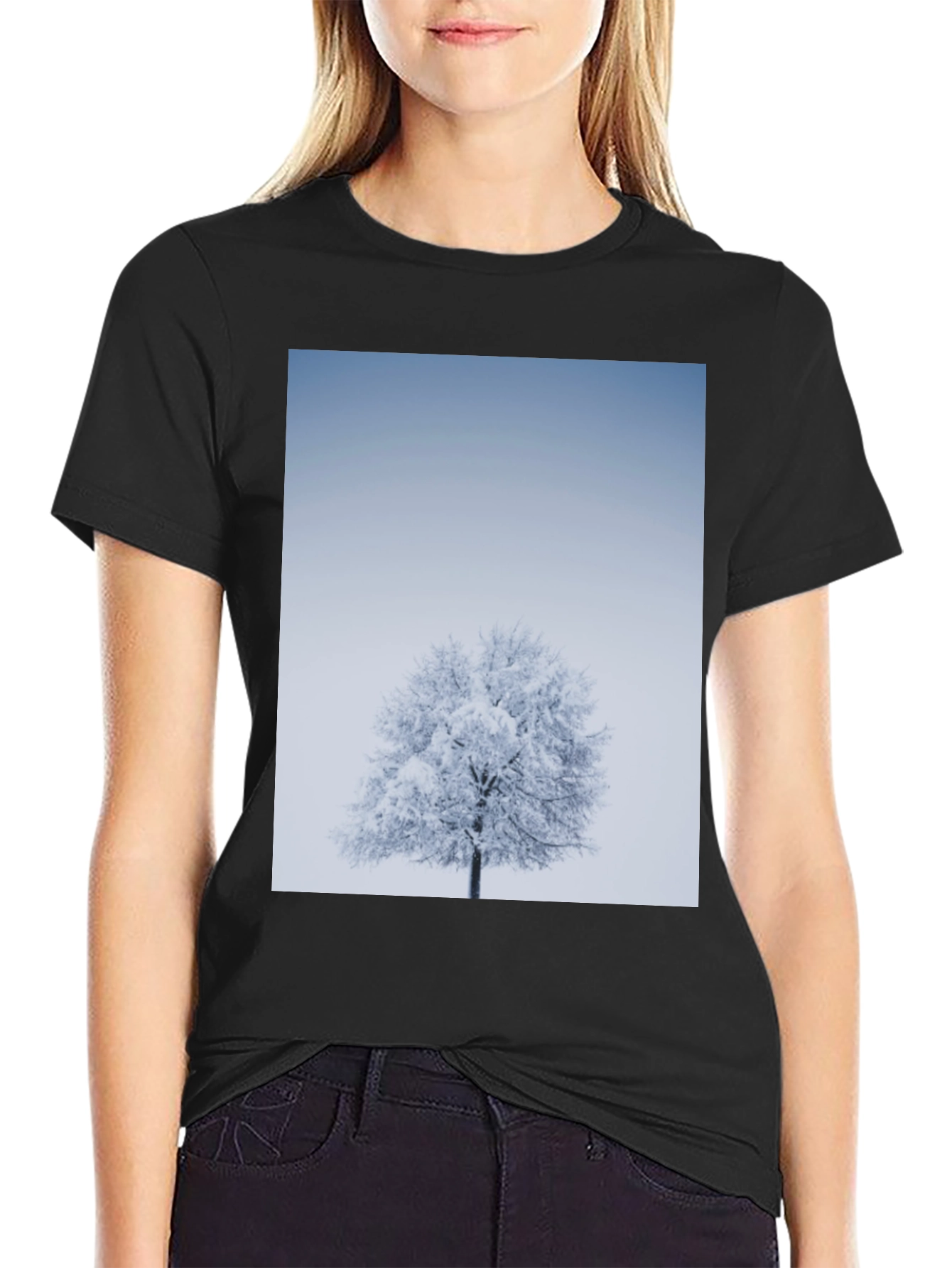 Winter Tree Graphic Tee - Stylish Black T-Shirt