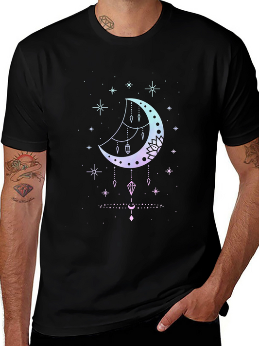 Celestial Moon Graphic Tee - Black