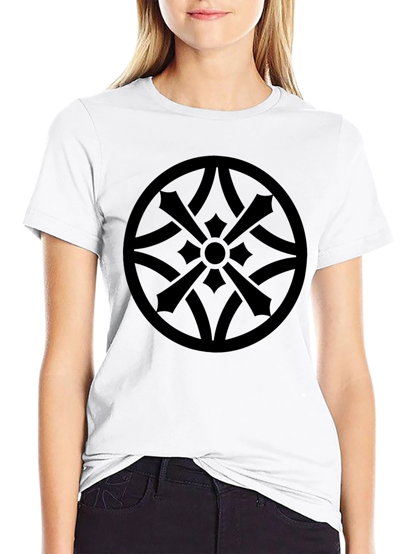 Stylish Black Tee with Geometric Circle Design