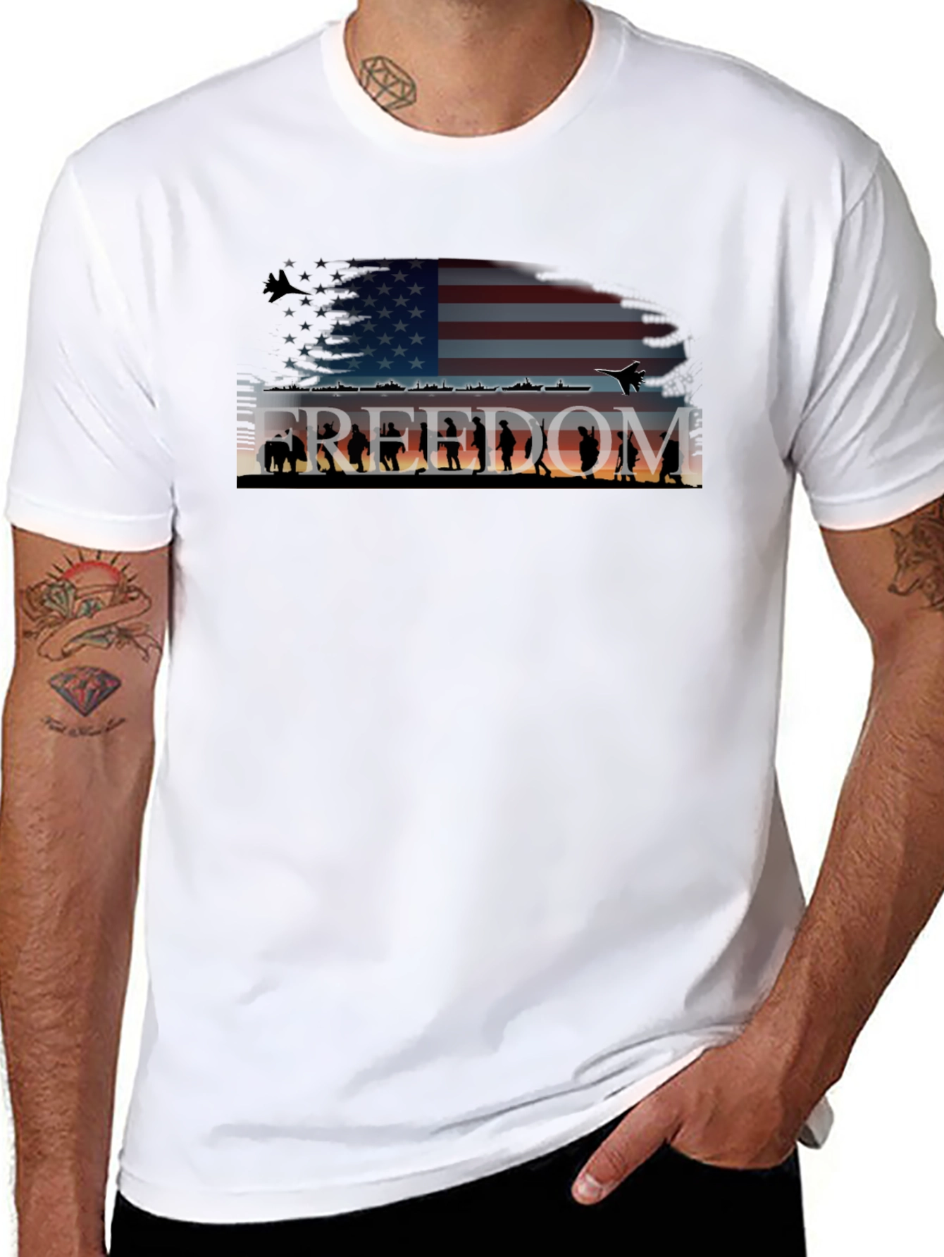 Freedom Graphic T-Shirt - Patriotic American Flag Tee