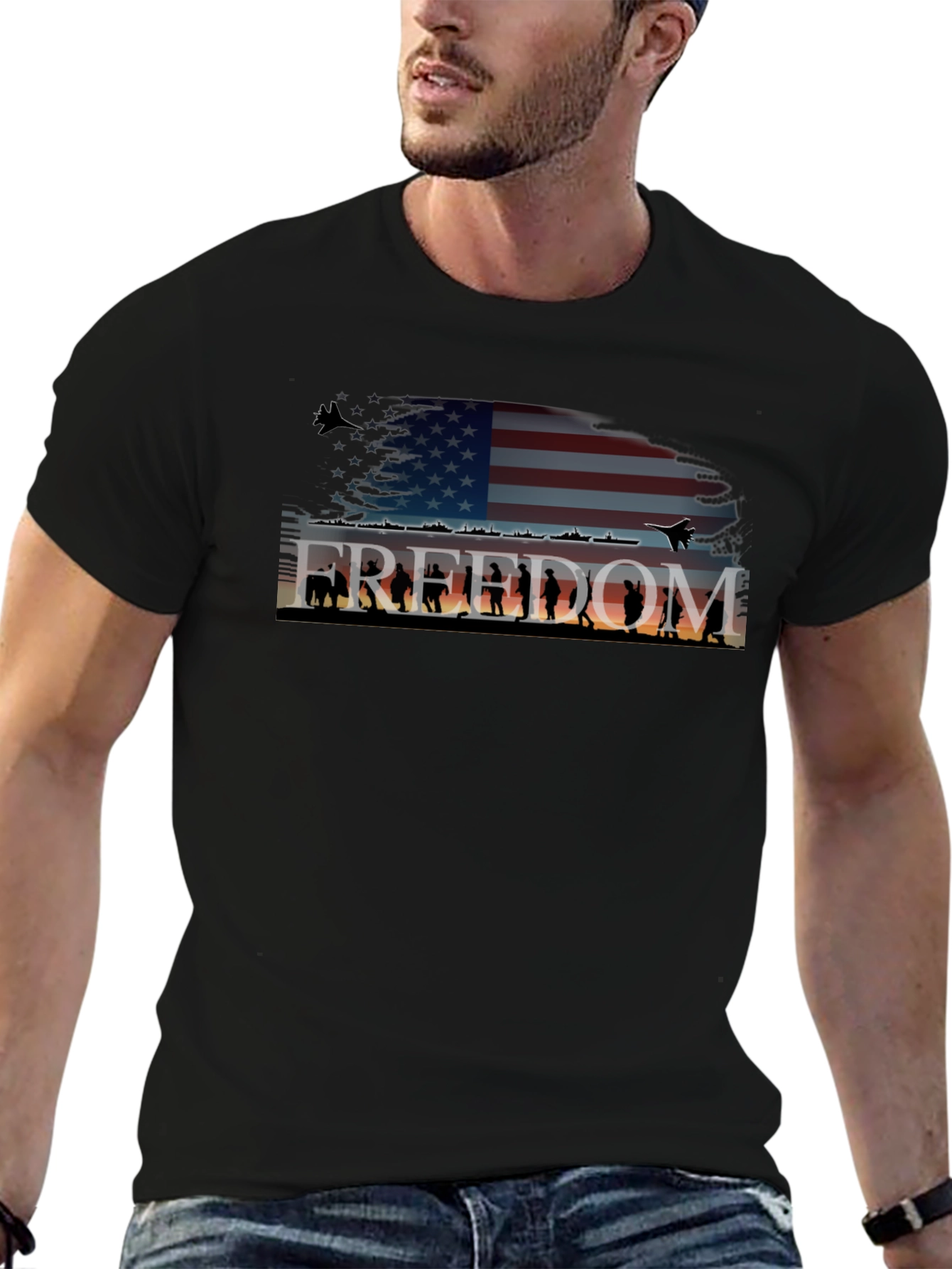 Freedom Graphic T-Shirt - Patriotic American Flag Tee