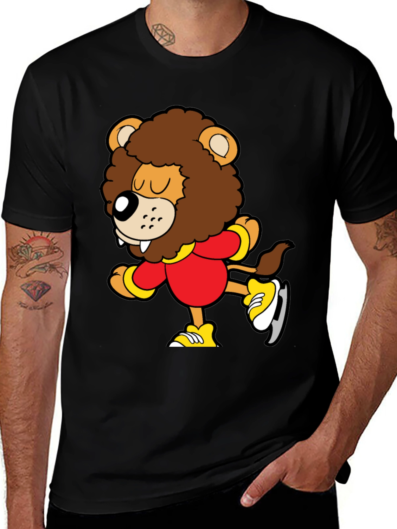 Cartoon Lion Ice Skating T-Shirt