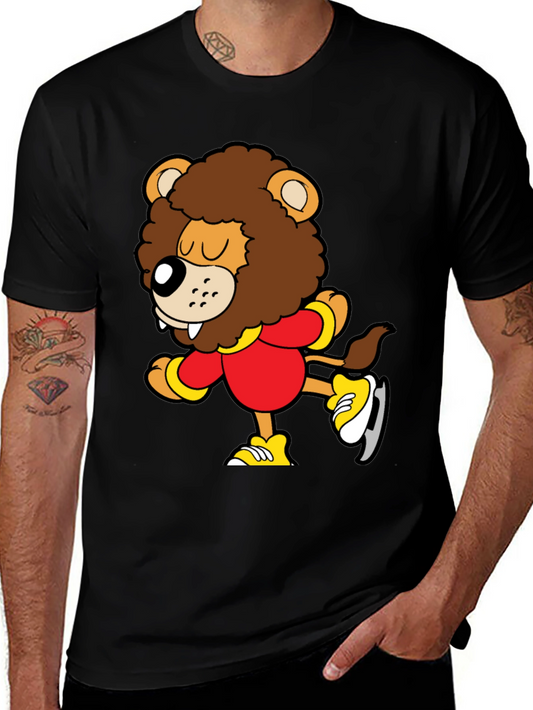 Cartoon Lion Ice Skating T-Shirt