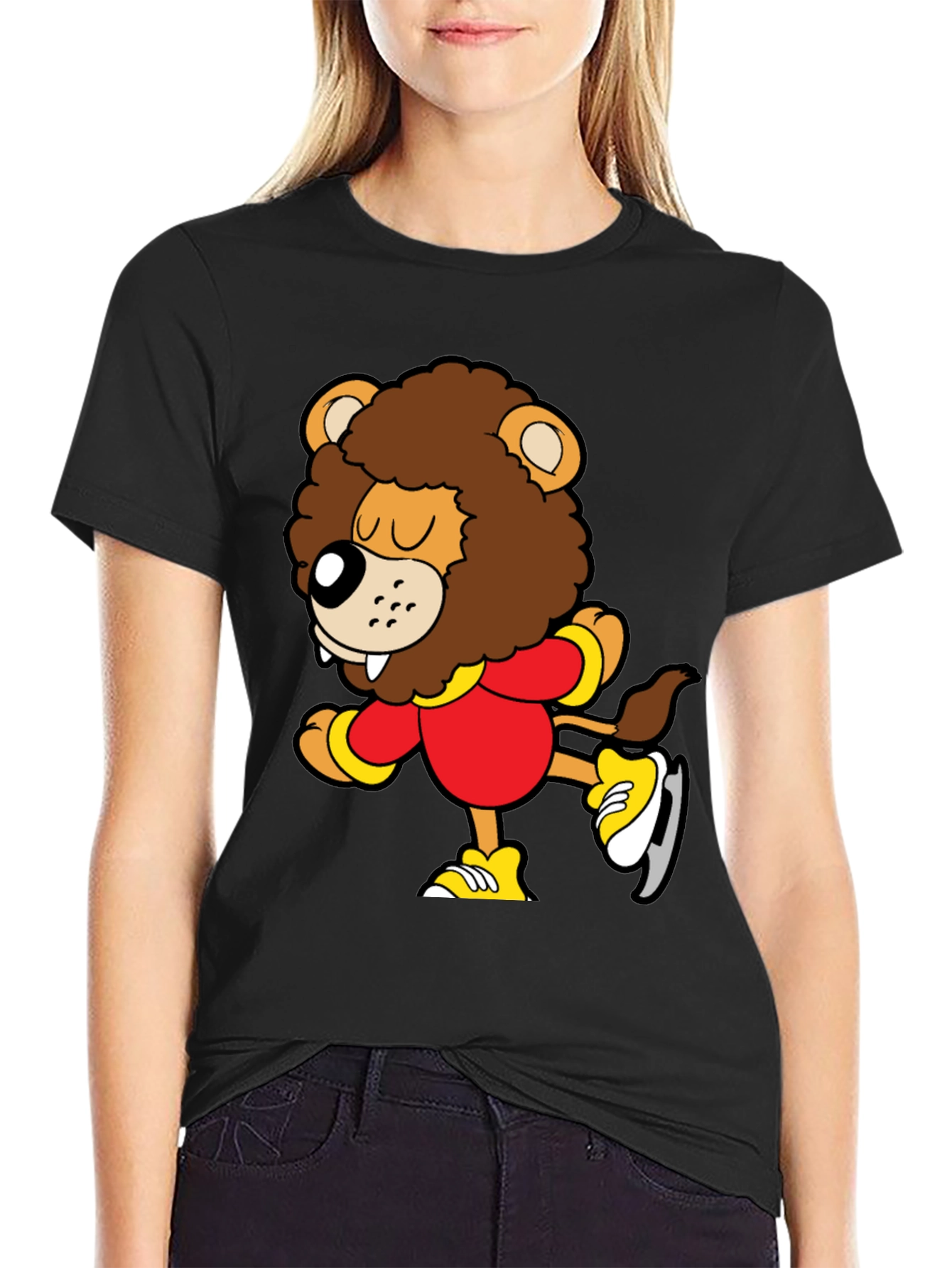 Cartoon Lion Ice Skating T-Shirt