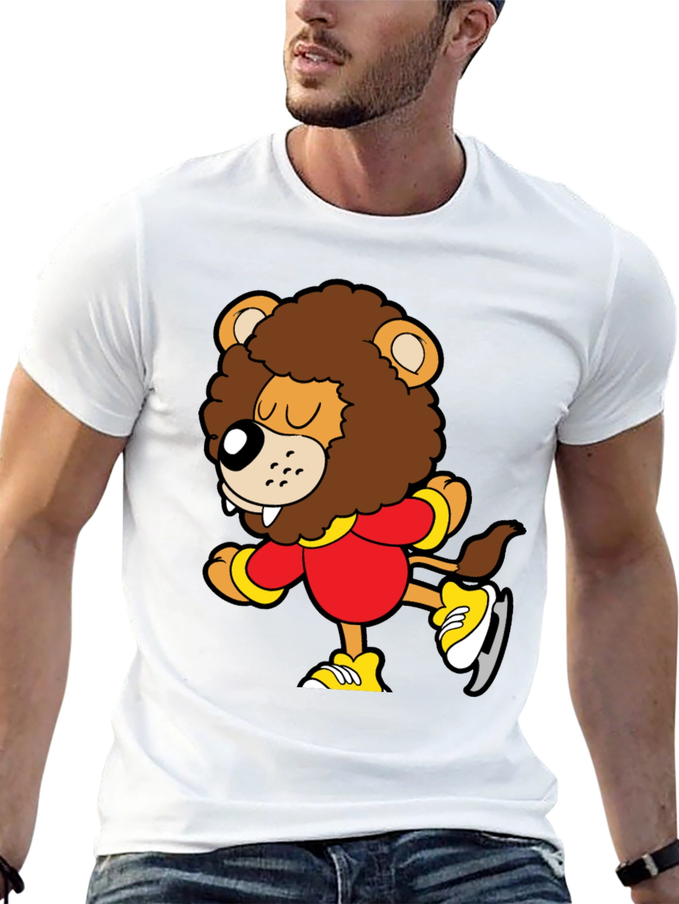 Cartoon Lion Ice Skating T-Shirt