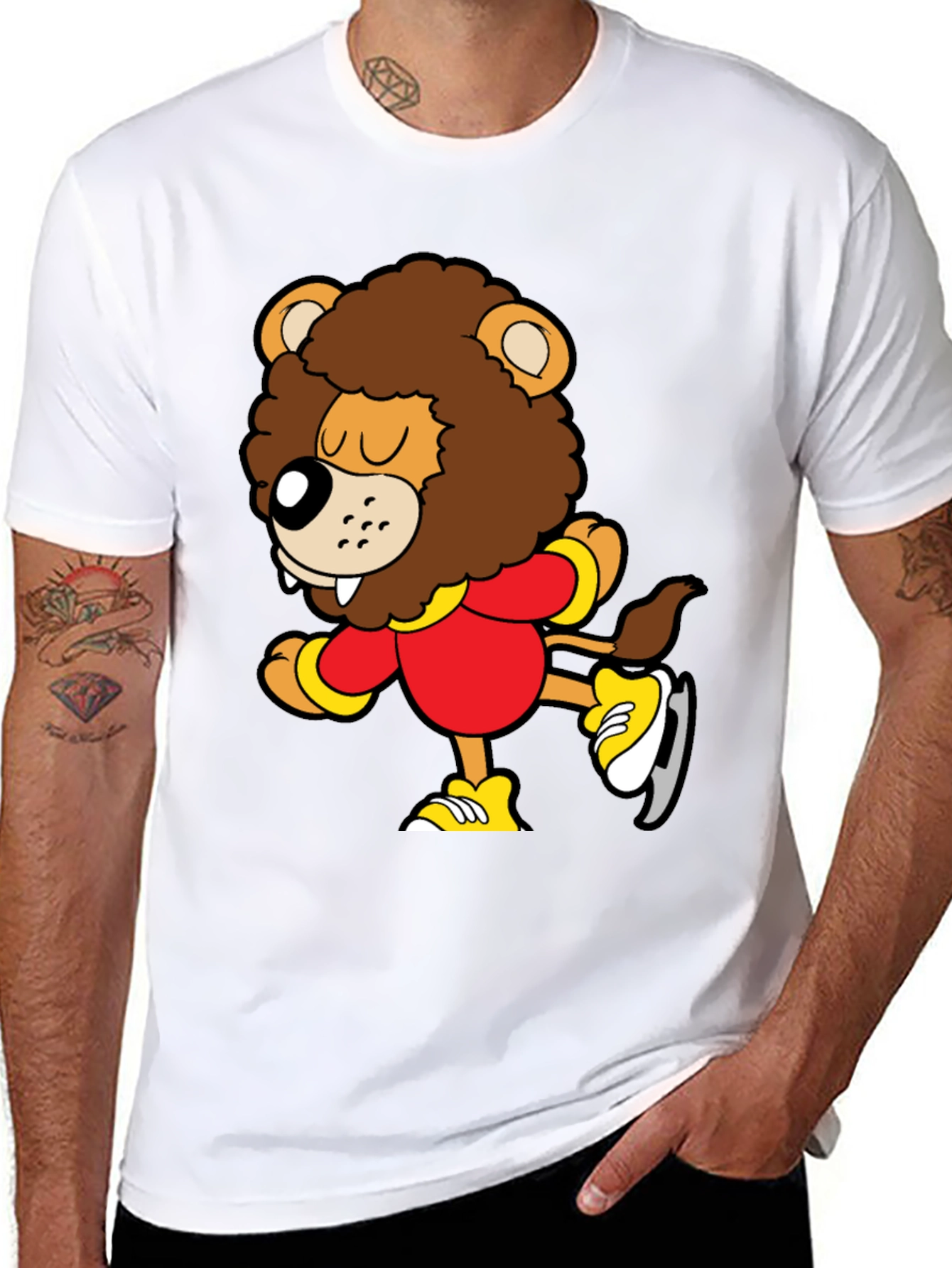 Cartoon Lion Ice Skating T-Shirt
