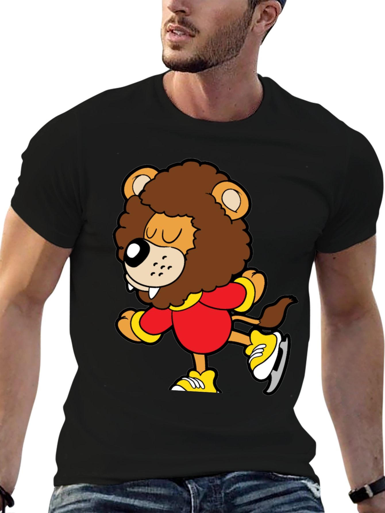 Cartoon Lion Ice Skating T-Shirt