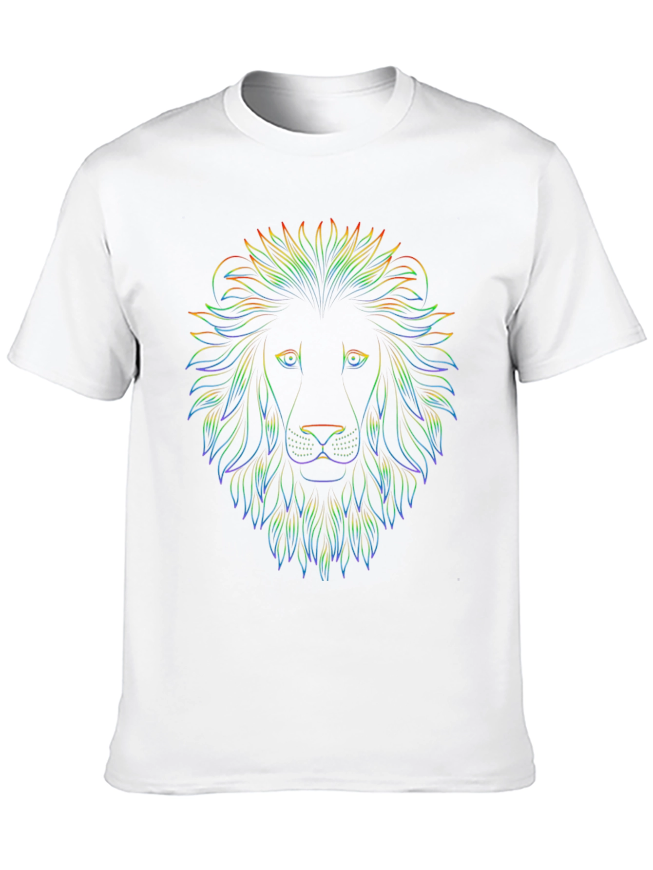 Rainbow Lion Head Graphic Print Black T-Shirt