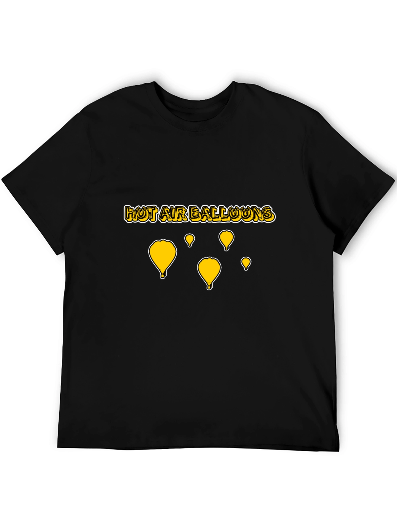 Hot Air Balloons Graphic T-Shirt - Black Cotton