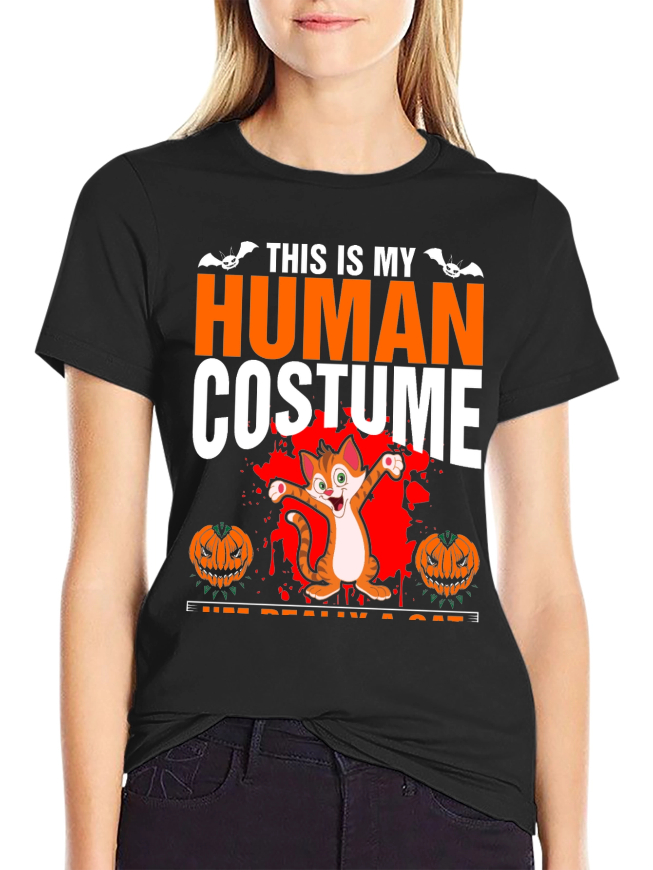 Human Costume Cat Halloween T-Shirt